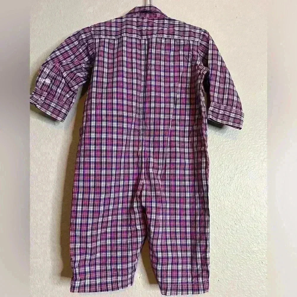 Ralph Lauren Baby Boys Plaid Cotton Coverall, Size 12M